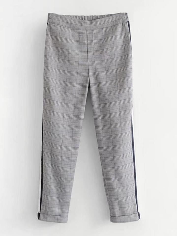 Shein Striped Tape Glen Plaid Pants