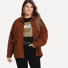 Shein Plus Single Breasted Solid Coat