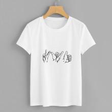 Shein Hand Gesture Print T-shirt