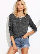 Shein Grey Marled Knit Contrast Binding T-shirt