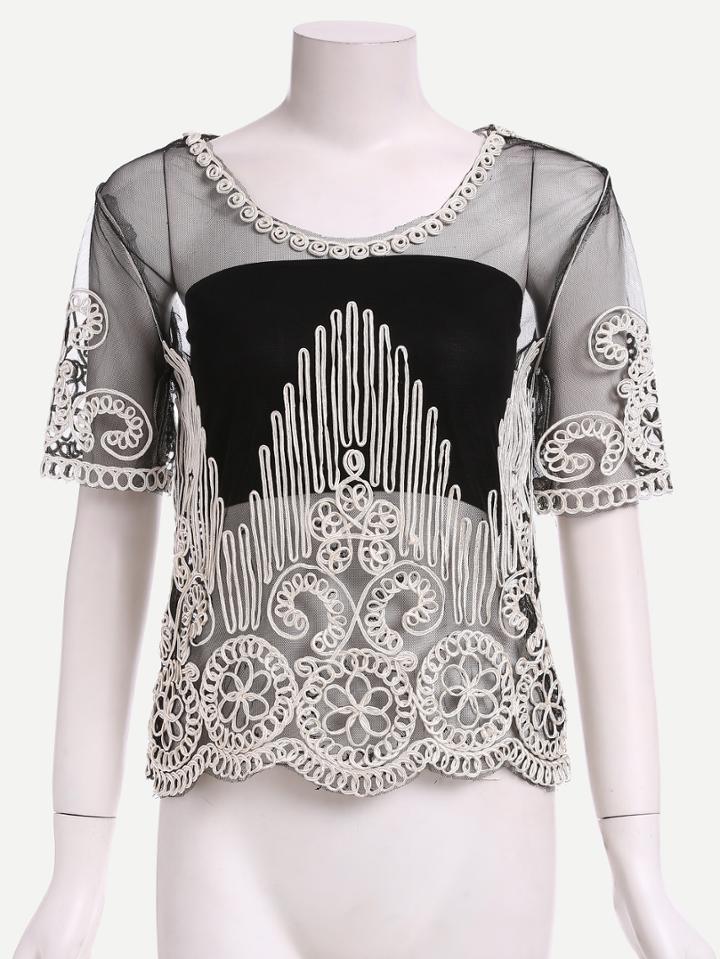 Shein Sheer Organza Shirt With Tube Top