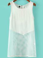 Shein White Round Neck Sheer Mesh Tank Top
