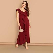 Shein Plus Ruffle Detail V-neck Dress