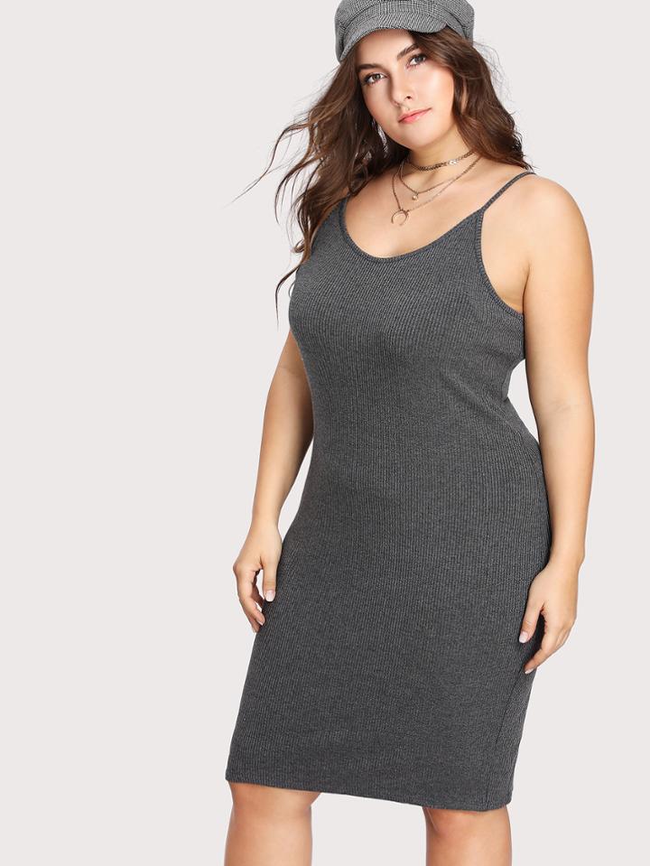 Shein Strappy Back Marled Ribbed Cami Dress