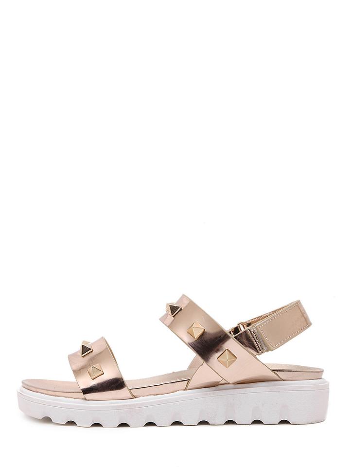 Shein Gold Studded Wide Strap Flatform Sandals