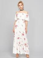 Shein Bardot Floral Print Maxi Dress