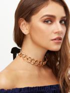 Shein Gold Chunky Chain Bow Tie Back Choker Necklace