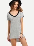 Shein Grey Short Sleeve High Low Shift Dress