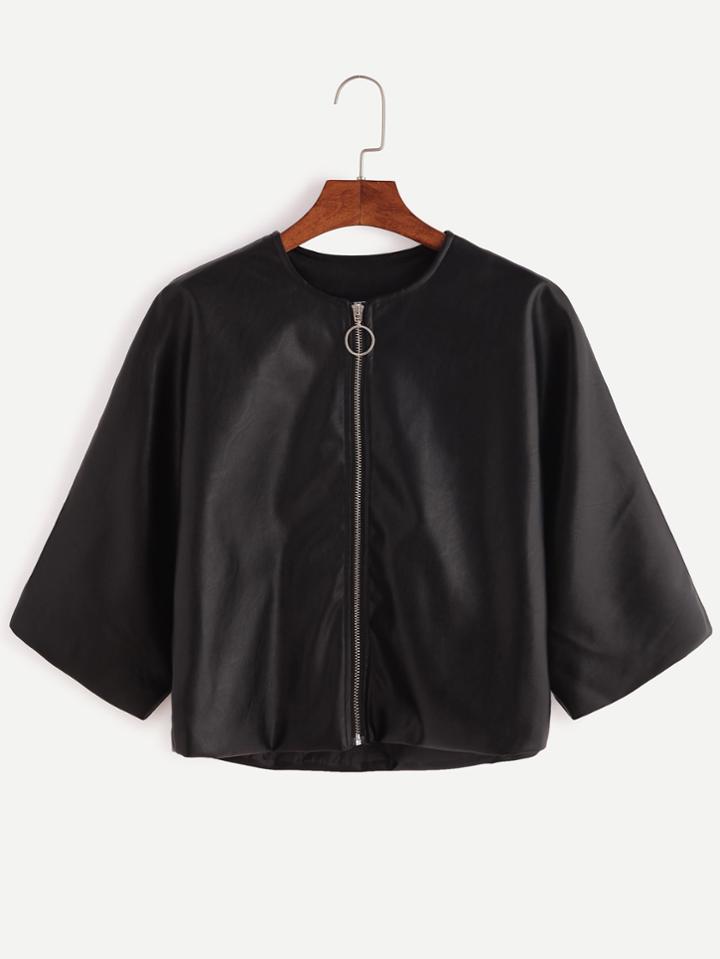 Shein Black Zipper Crop Jacket