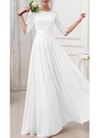 Rosewe White Lace And Chiffon Splicing Maxi Dress