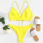 Shein Braided Strap Lace Up Bikini Set