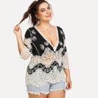 Shein Plus Hollow Out Crochet Panel Cover Up