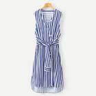 Shein Contrast Stripe High Low Curved Hem Dress