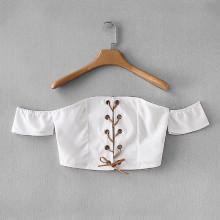 Shein Lace Up Bardot Crop Top