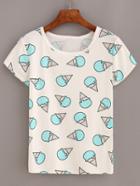 Shein Ice Cream Print T-shirt - White