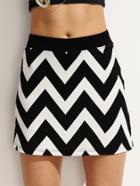 Shein Black And White Zigzag A Line Skirt