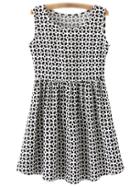 Shein Black White Print Zipper Side Sleeveless Dress