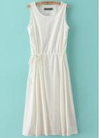 Rosewe Chic Solid White Round Neck Sleeveless Maxi Dress