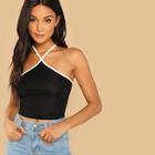 Shein Contrast Tipping Ribbed Knit Cami Top