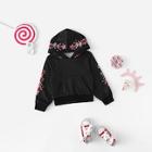 Shein Toddler Boys Floral Print Kangaroo Pocket Hoodie