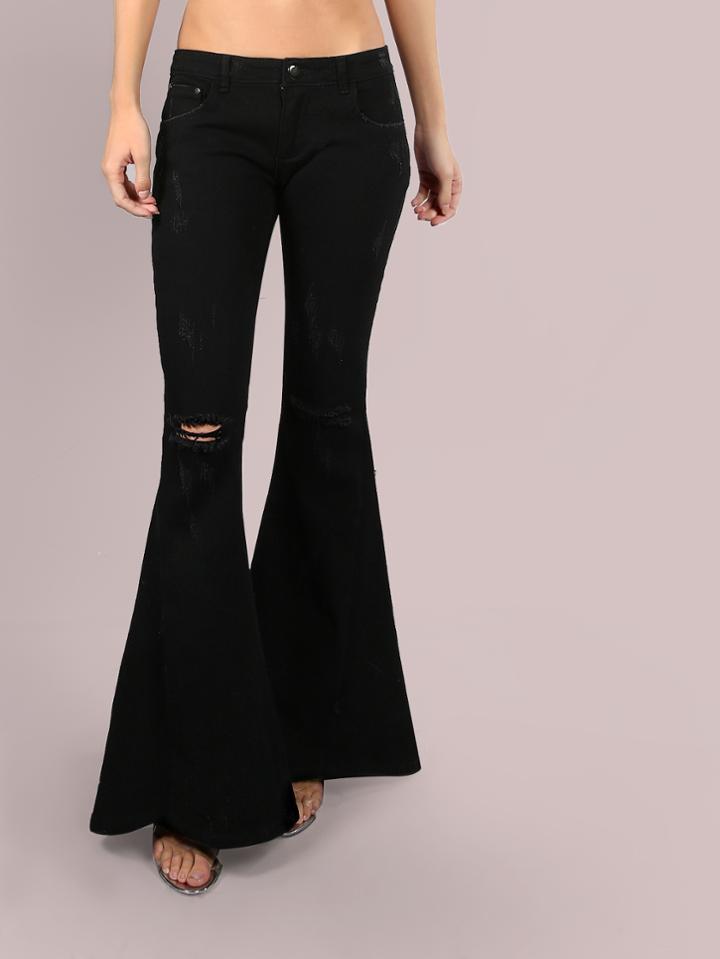 Shein Ripped Super Flare Bell Bottom Jeans