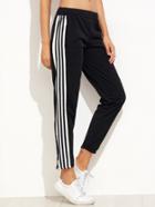 Shein Black Striped Trim Zipper Pants