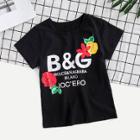 Shein Girls Letter And Floral Print Tee