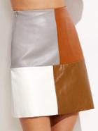 Shein Color Block Faux Leather Skirt