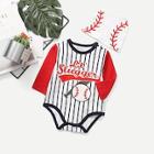Shein Toddler Boys Letter Print Striped Jumpsuit & Hat