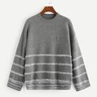 Shein Plus Contrast Fuzzy Detail Sweater