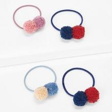 Shein Girls Pom-pom Decorated Hair Tie 4pcs