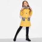 Shein Girls Contrast Leopard Faux Fur Coat
