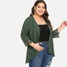 Shein Plus Lace Crochet Contrast Cuff Outerwear