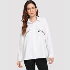 Shein Letter Embroidered Shirt