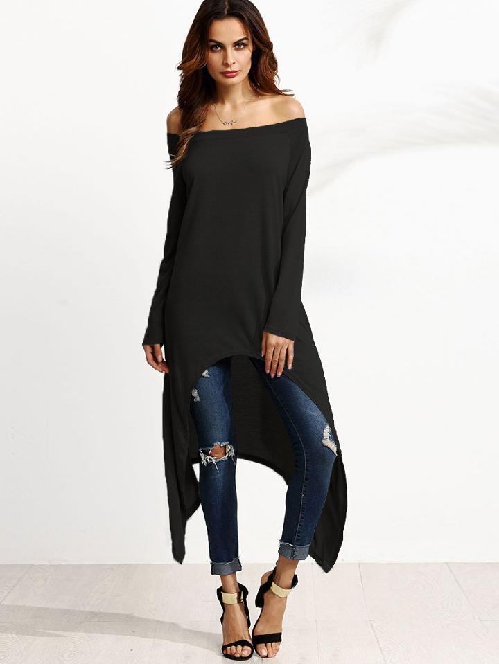Shein Black Off The Shoulder Asymmetrical Top