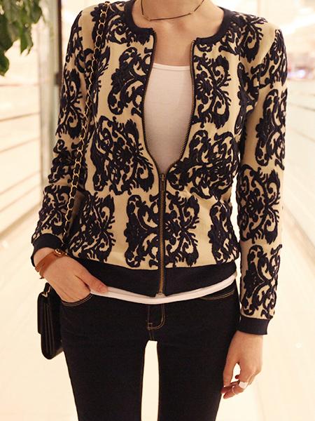 Shein Black Vintage Print Bomber Jacket