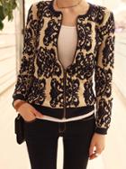 Shein Black Vintage Print Bomber Jacket