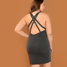 Shein Plus Strappy Back Heather Grey Dress