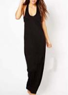 Rosewe Casual Solid Black Sleeveless Maxi Dress For Women