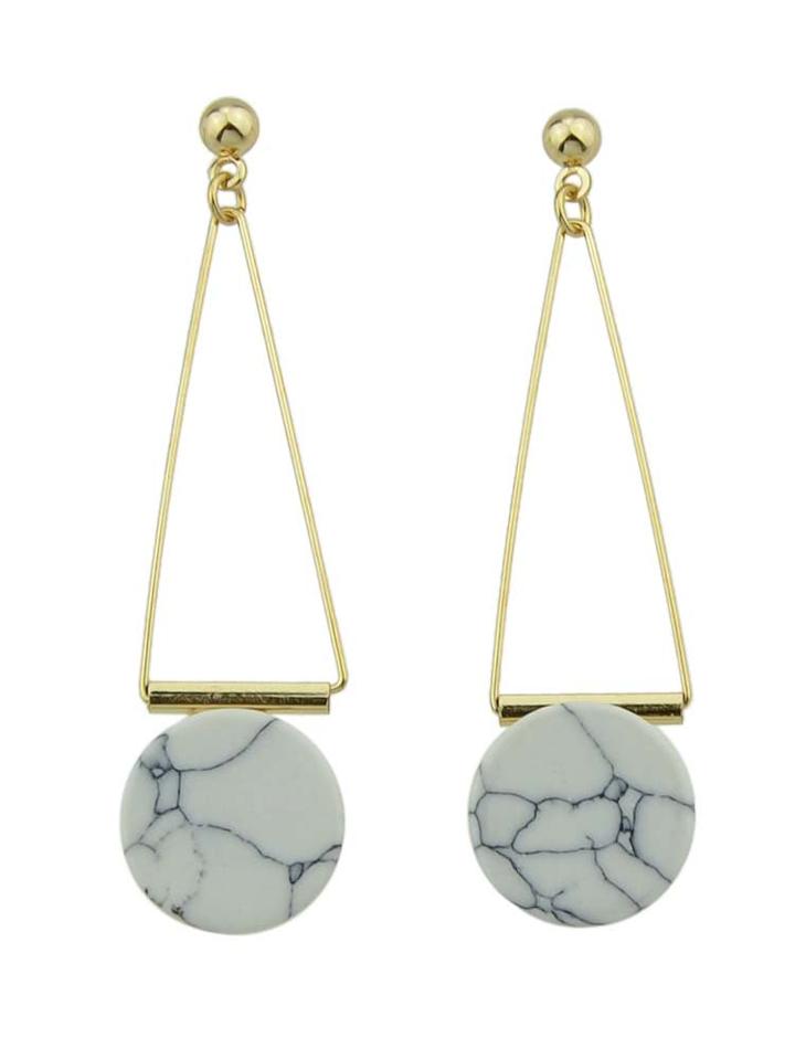 Shein White Color Gem Pendant With Creative Earrings