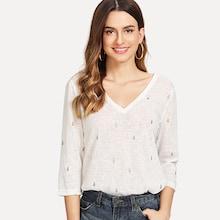 Shein Double V Neck Knot Back Top
