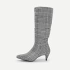 Shein Houndstooth Detail Pointed Toe Boots