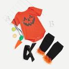 Shein Toddler Girls Halloween Print Jumpsuit With Headband