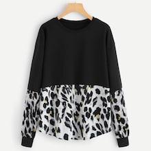 Shein Plus Contrast Leopard Print Tee