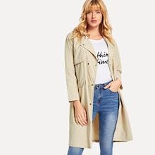 Shein Self Tie Waist Solid Coat