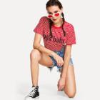 Shein Letter Print Striped Tee