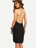 Shein Black Criss Cross Back Pencil Dress