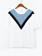 Shein Chevron Striped Print T-shirt - White