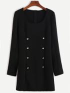Shein Black Double Breasted Zipper Back Sheath Dress