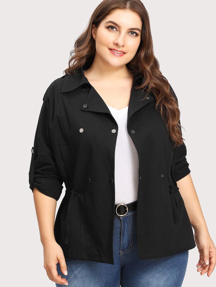 Shein Drop Shoulder Drawstring Waist Coat